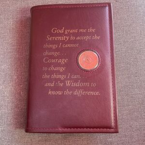 Alcoholics Anonymous AA Big Book Cover Serenity Prayer Coin Holder 4th ED Book